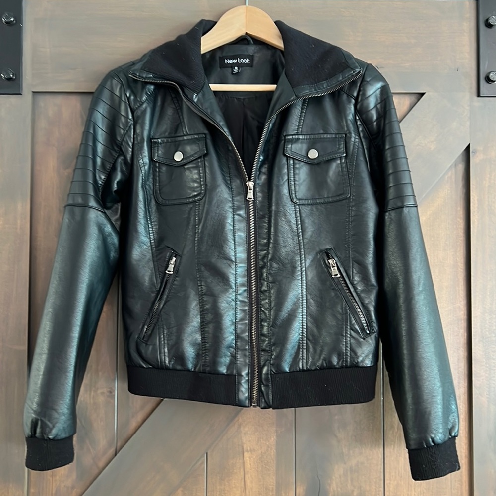 Faux Leather Jacket - Women’s (M) hip length